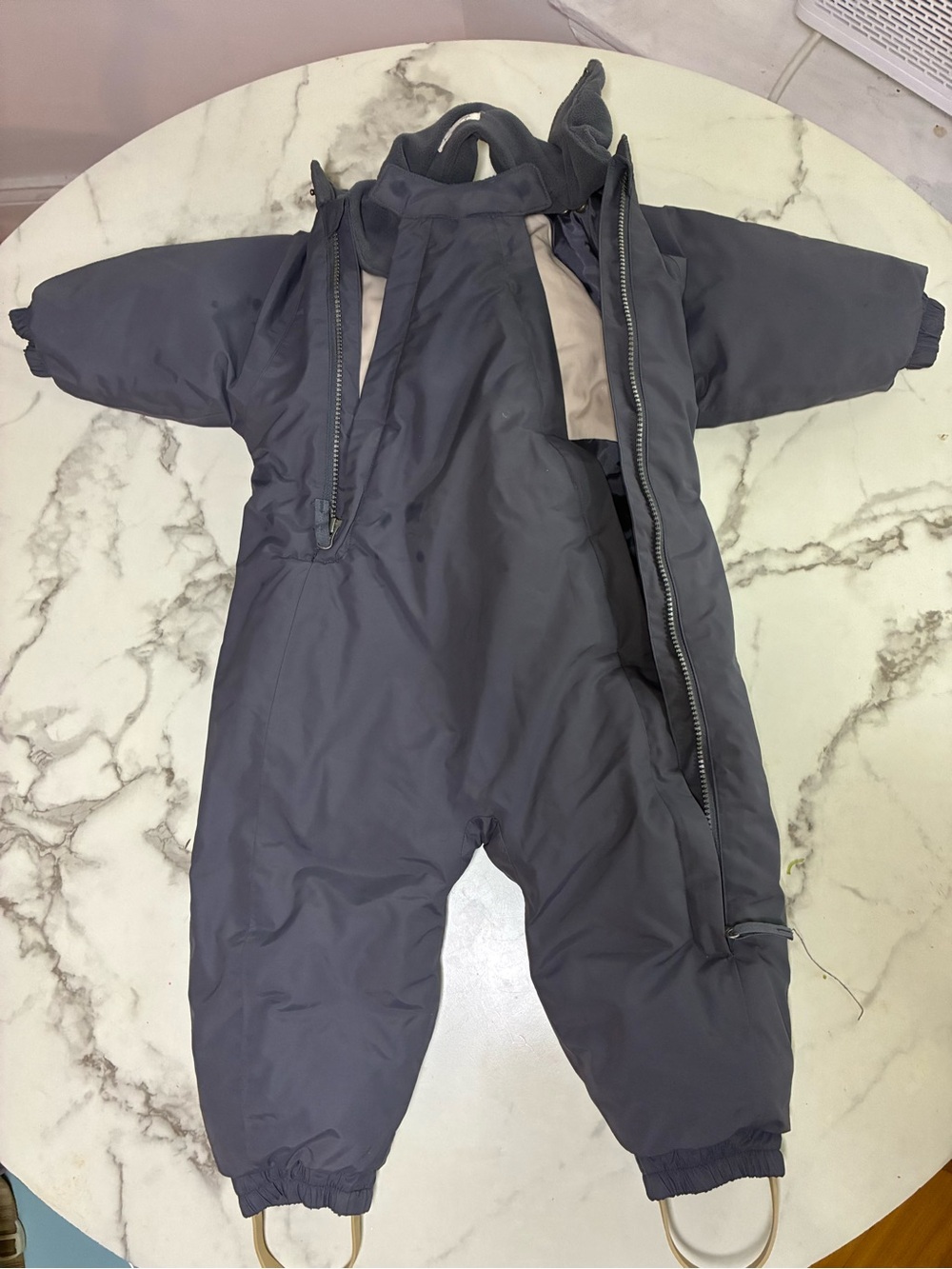 Insulated Toddler One-Piece Footie Swedish Snowsuit - Blue Gray